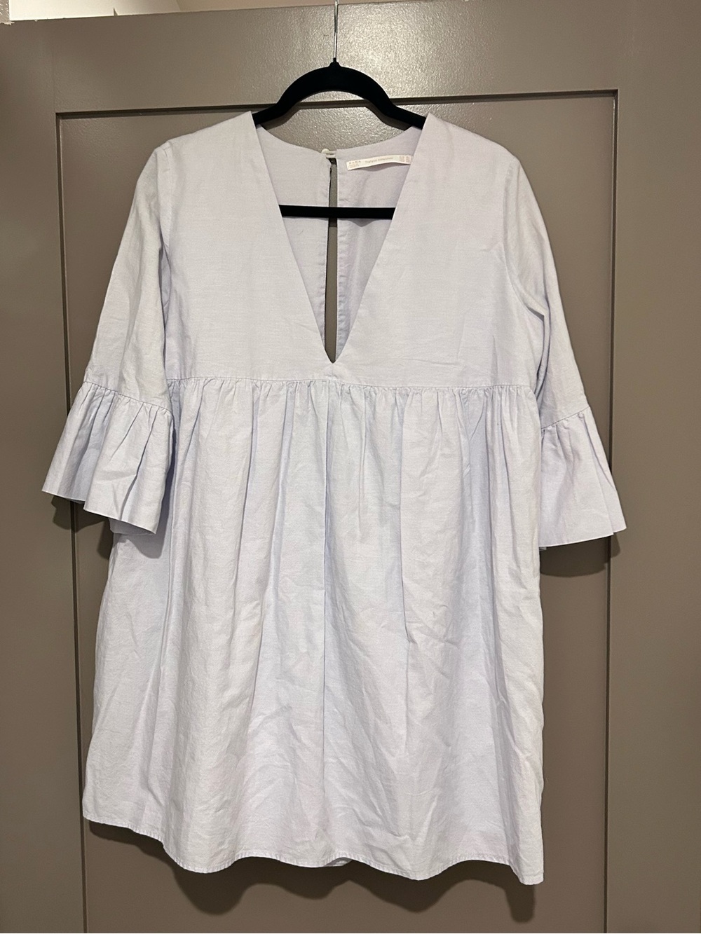 Zara 100% cotton baby blue babydoll dress